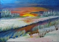 Winterliche Luhe mit Sonnenuntergang 50x60 Acryl